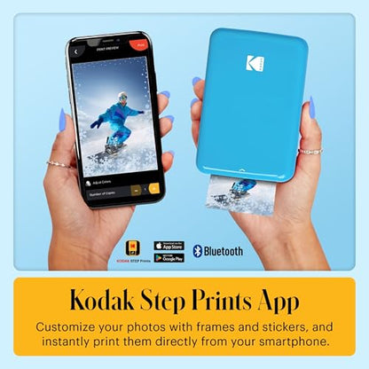 Kodak Step Instant Color Photo Printer with Bluetooth/NFC, ZINK Technology & Kodak App for iOS & Android (Blue) Starter Bundle - color: Blue, style: Starter Bundle