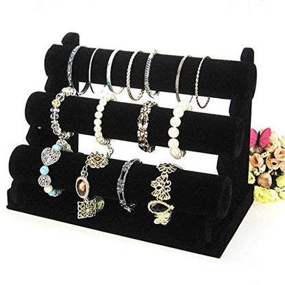 PowerKing 3 Tiers Black Velvet Jewelry Organizer Stand, Detachable Bracelet Display Stand and Holder, Jewelry Display Organizer for Bracelet Watch - style: Black 3 Tier
