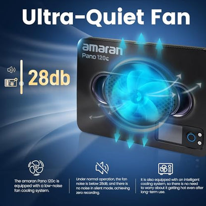 Amaran Pano 120c Kit Led Video Panel Light 120W RGBWW Full Color Lights,CCT 2,300K-10,000K,12 Lighting Efects,App Control,Support USB-C PD,with Softboxes and Carrying Case (Charcoal) - color: Charcoal