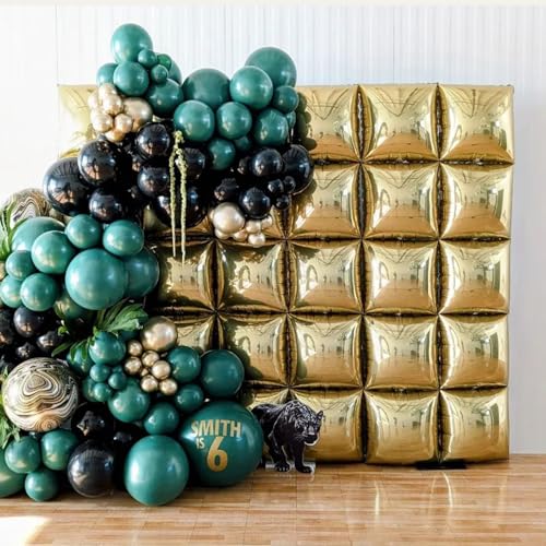 Gold Silver Square Foil Balloon Wall,25Pcs Double Sided Balloons Backdrop Helium Polyester Film Balloon Tunnel Arch Garland Kit for Birthday Bridal Anniversary Baby Shower Party Decorations - style: Gold Silver