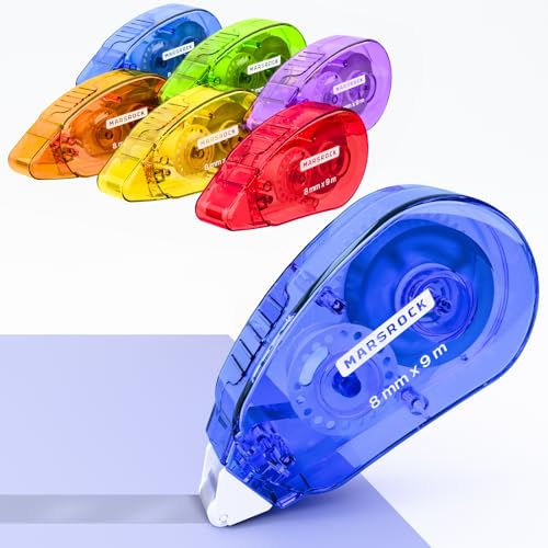 Marsrock Double-Sided Tape Roller for Scrapbooking 6-Pack (0.31IN x 30FT) Adhesive Tape Glue Runner, Scrapbook Supplies and Craft Supplies for Scrapbooking, Gift Wrapping and Photo Tape - color: Multicolor Glue Tape, size: 6PACK, 0.31IN x 30FT