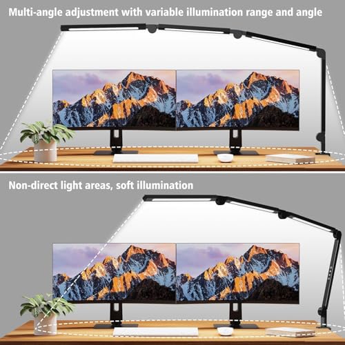 AILBTON Bright LED Desk Lamp with Clamp,Eye Caring Architect Led Desk Lights with Adjustable Swing Arm for Office Home,Dimming and Tempering Led Table Light - style: Bar-shaped desk lamp