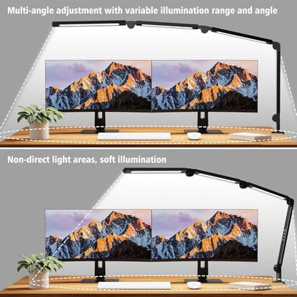 AILBTON Bright LED Desk Lamp with Clamp,Eye Caring Architect Led Desk Lights with Adjustable Swing Arm for Office Home,Dimming and Tempering Led Table Light - style: Bar-shaped desk lamp