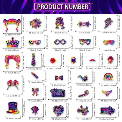 30PCS Neon Photo Booth Props, Glow Inflatable Photo Booth Frame, Funny Selfie Props for Neon Party Accessories Let's Glow in The Dark Birthday Party Wedding Carnival - color: Let's Glow