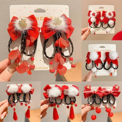 New Year Hair Clips Headdress Costume Photo Props Red Chinoiserie Hair Barrettes Chinese Hairpins for Party Spring Festival - color: style8, size: 1 Count (Pack of 1)