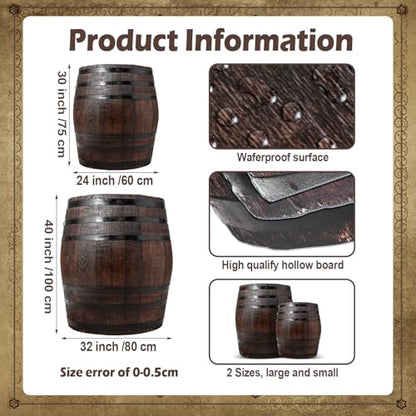 AceOrbit 2 Pcs Western Cowboy Party Decoration 40" H 30" H Wine Barrel Decor Pirate Party Decorations Large Cardboard Wine Barrel Wild West Cardboard Decoration Western Photo Booth Props Decor
