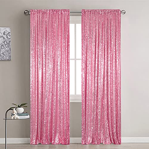 Partisout Sequin Backdrop Photo Glitter Backdrops Sparkly Curtains 2 Panels Blackout Curtain for Photography Payette Outdoor Party Wedding (2ftx7ft, Pink Gold) - color: Pink Gold, size: 2ftx7ftx2pcs