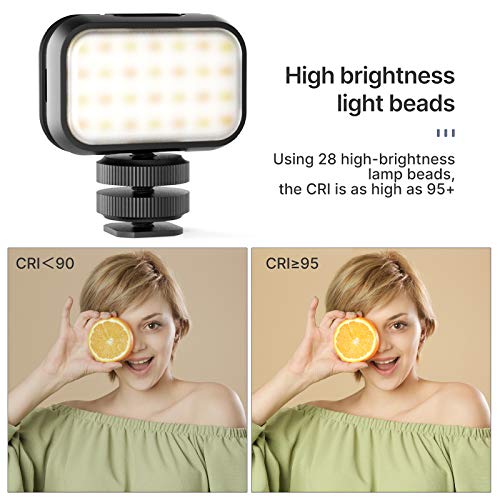 PICTRON VL28 LED Light for iPhone, Mini LED Camera Light, Rechargeable 5600K 95+ Long-Lasting Fill Light for Action Camera, DJI OSMO, Smartphone, Sony ZV-1, A7, RX100 VII