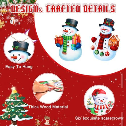 Winter Snowman Garland Wooden Snowman Banner Winter Decoration for Home, Wooden Hanging Garland for Christmas Halloween Thanksgiving Party Wall Decor Photo Booth Backdrop - style: Snowman