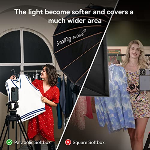 SMALLRIG Parabolic Softbox Quick Release, Parabolic Softbox, Compatible with SmallRig RC 120D/RC 120B/RC 220D/RC220B and Other Bowens Mount Light (47.2inch/120cm) - size: 47.2inch/120cm