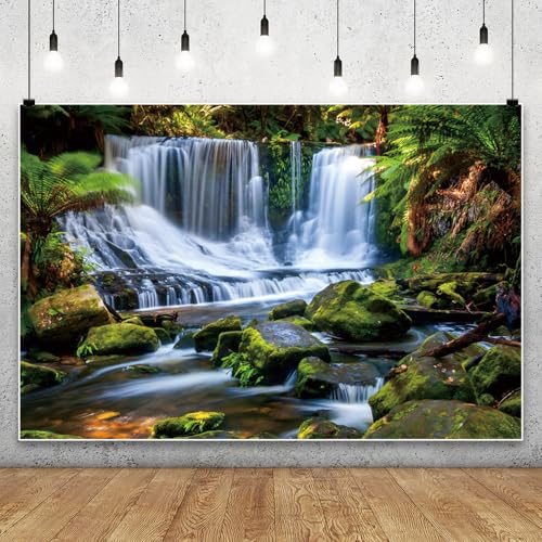 YongFoto Jungle Flowing Stream Forest Waterfall Backdrop 6x4ft Tropical Rainforest River Rock Moss Spring Nature Scenery Photography Background Party Banner Room Decor Portrait Photoshoot Wallpaper - color: Style 3, size: 6ftx4ft