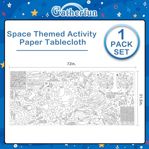 Gatherfun Giant Coloring Poster for Classroom Wall - Versatile 31.5 x 72 Inches Outer Space Activity Poster/Table Cover,School Parties, Outer Space Birthday Party and Special Events Decoration - style: Space