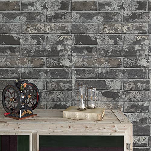 VaryPaper 15.7''x78.7'' Grey Brick Wallpaper Peel and Stick 3D Faux Brick Wall Paper Roll Waterproof Self Adhesive Removable Brick Contact Paper for Walls Bedroom Bathroom Kitchen Backsplash Fireplace - color: Grey Brick, size: 15.7" x 78.7"