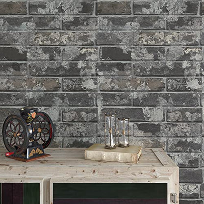 VaryPaper 15.7''x78.7'' Grey Brick Wallpaper Peel and Stick 3D Faux Brick Wall Paper Roll Waterproof Self Adhesive Removable Brick Contact Paper for Walls Bedroom Bathroom Kitchen Backsplash Fireplace - color: Grey Brick, size: 15.7" x 78.7"