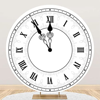 Yeele 6.5x6.5ft White Clock Round Backdrop Cover Countdown Happy New Year Photography Background for Family New Year Eve Party Decoration Supplies Kids Adults Portrait Photo Shoot Props Polyester