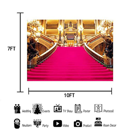 Pink Carpet Background,Golden Palace Gorgeous European Hall Photo Background,10x7ft,Photo Studio Props BJXTGU87 - color: Pink, size: 10x7ft
