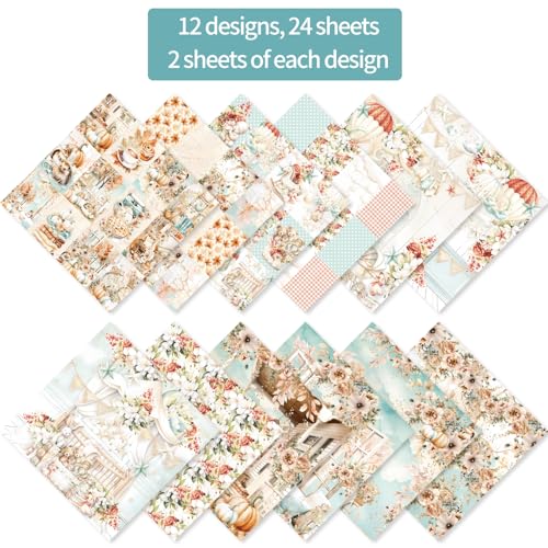 6x6" 160gsm cardstock Single Sided Scrapbooking 24 Papers Pad vintage decoupage scrapbook kit patterned paper junk journal supplies journaling supply scrap paper crafting.Mori Party - color: 24sheets-Mori Party