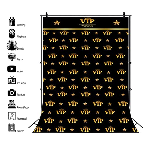 6x8ft VIP Photography Background VIP Red Carpet Event Backdrop Twinkle Golden Stars Backdrops for Photography Interior Wallpaper Decoration Baby Shower Girls Boys Birthday Studio Props - size: 6x8ft