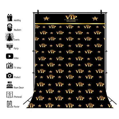 8x10ft VIP Photography Background VIP Red Carpet Event Backdrop Twinkle Golden Stars Backdrops for Photography Interior Wallpaper Decoration Baby Shower Girls Boys Birthday Studio Props - size: 8x10ft
