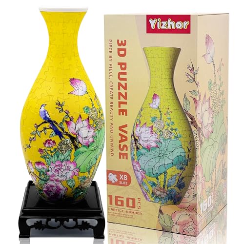 3D Puzzle Vase for Adults, 160-Piece Unique Curved Plastic Flower Vase,House Warming Gift for Flower Arrangements and Home Decor, for Mom (Lotus) - color: A-lotus