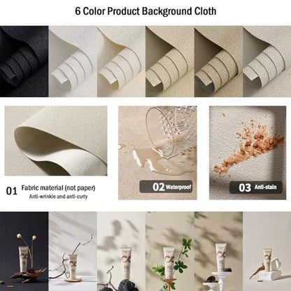 6PCS Non-Wrinkle Product Photography Backdrops, 28x21IN Photo Backdrops 3D Matte Texture Cloth Flat Lay Props for Food Jewelry Cosmetic Makeup Tabletop - color: black gray white