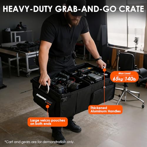 TARION Video Production Cart Accessories - Foldable Storage Box for Titanrig Cart Base - Dual Side Access & Extendable for Long Gear - Titanrig Organizer - style: Accessory - Organizer