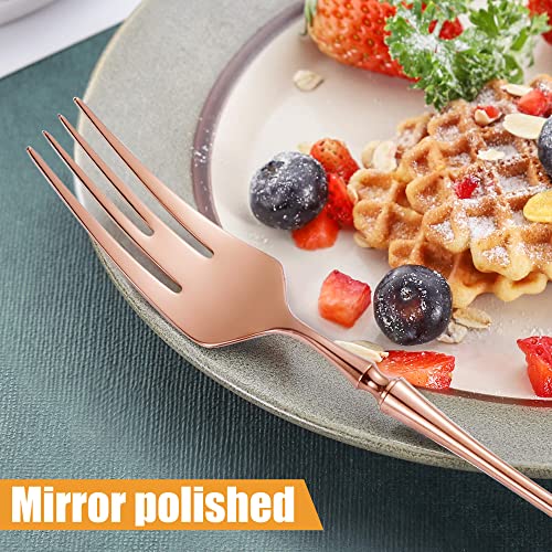 Lemeya 20-Piece Rose Gold Silverware Set for 4,Modern 18/10 Stainless Steel Flatware Set,Unique Rustic Cutlery Utensils Set,Spoon and Fork Set for Home, Restaurant,Mirror Polished,Dishwasher Safe - color: Rose gold 20 Pieces Set with Tea Spoon