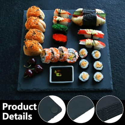 4 Pack 12 x 12 Inch Slate Cheese Boards, Black Square Slate Charcuterie Boards, Natural Charcuterie Stone Plates for Parties, Gifts, and Special Events, Cheese, Sushi, Food. - size: 4 Pack 12 x 12 Inch
