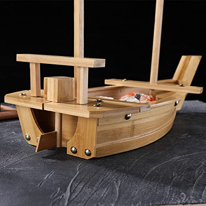28 Inch Wooden Sushi Boat Serving Tray, Large Sushi Boat Plate for Sashimi Board Seafood Party, Great for Sushi Restaurant or Home (28inch/71cm)