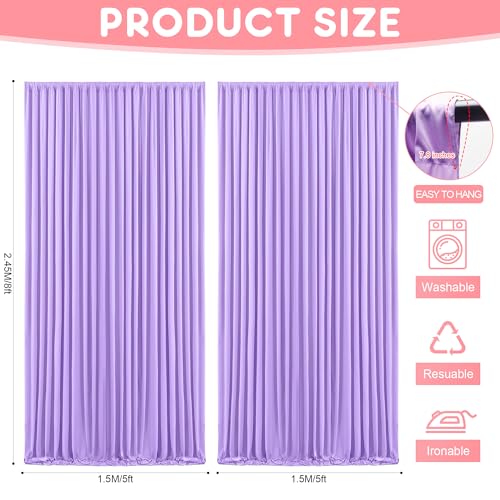 Asee'm 10x8FT Lavender Purple Backdrop Curtains for Parties, Polyester Photo Fabric Curtain Backdrop Drapes for Birthday Wedding Party Decor Background Photography with Rod Pocket, 5x8FT, 2 Panels - color: Lavender Purple, size: 5'(W) x 8'(H), 2 panels