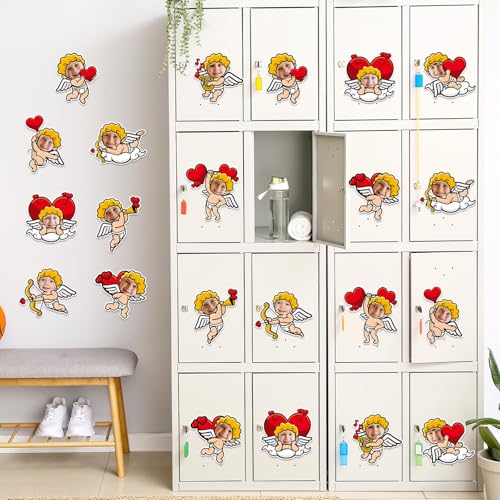 60pcs Valentine's Day Cupid Theme DIY Cutouts The Love God Hearts Bulletin Board Decoration Set DIY Love Gods Paper Cut-Outs Decor for Valentines Classroom Photo Craft Party School Wall Door Supplies - style: The Love God Hearts