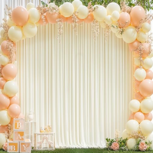 8x10FT Ivory Backdrop Curtains for Wedding Parties, Wrinkle Free Polyester Photography Backdrop Drapes for Wedding Baby Shower Birthday Parties Stage Background Stand Decorations 4x10ft,2 Panels - color: Ivory, size: W4' x H10'(2 Panels)