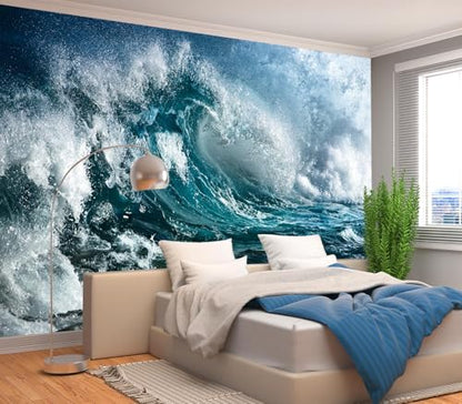 Cliouar-Ocean Wave Mural Wallpaper Peel and Stick 90" x 67" - color: No.14, size: 90" x 67"