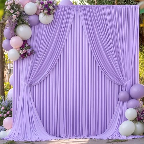 20ft x 10ft Lavender Backdrop Curtains Panels for Parties Wrinkle Free Fabric Purple Backdrop Drapes Decorations Cloth for Baby Shower Wedding Birthday Party Photography Engagement Background Curtain - color: Lavender, size: W5' x H10'(4 panels)