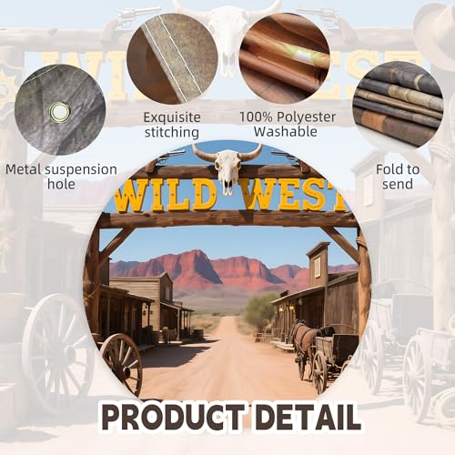 Welcome to The Wild West Backdrop 10X6.5FT, Wild West Rustic Theme Desert Cactus Photography Background, Cowboy Party Decoration Banner for Kids - size: 10*6.5FT