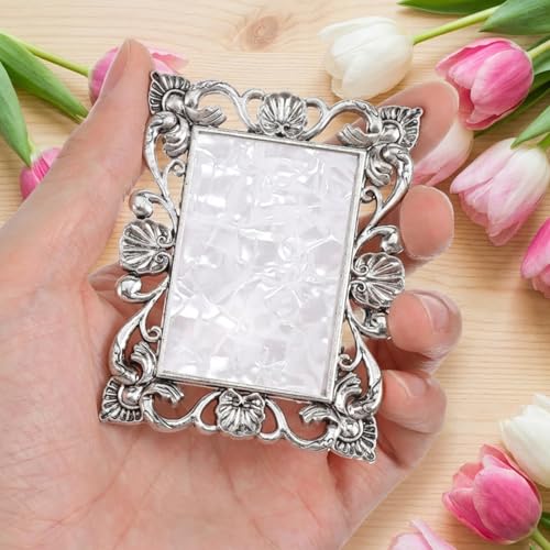 2 Pcs Vintage Metal Nail Art Palette, Nail Polish Palette & Display Board, Nails Holder for Mixing, Nail-Design Manicure Display Tools for Artists Photography Props(Sliver)