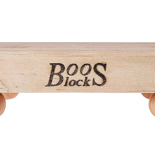John Boos B Series Square Wooden Maple Cutting Board 9”x9” – 1.5” Thick, 3.7-lb Non-Reversible Butcher Block with Wood Bun Feet & Edge-Grain - color: Maple with Wood Feet, size: 9"L x 9"W