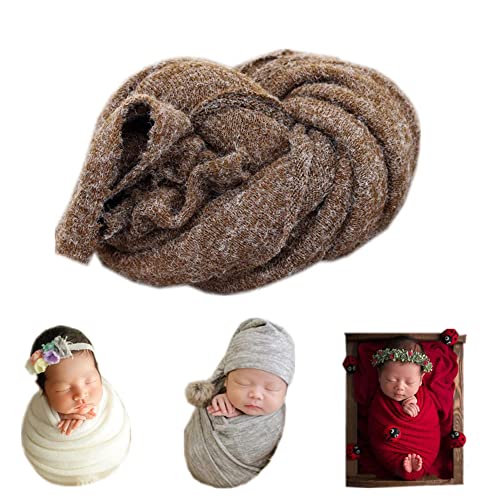 Newborn Photography Props Boys Girls Wrap Baby Photo Props Soft Knit Blanket Cloth (Coffee) - color: Coffee