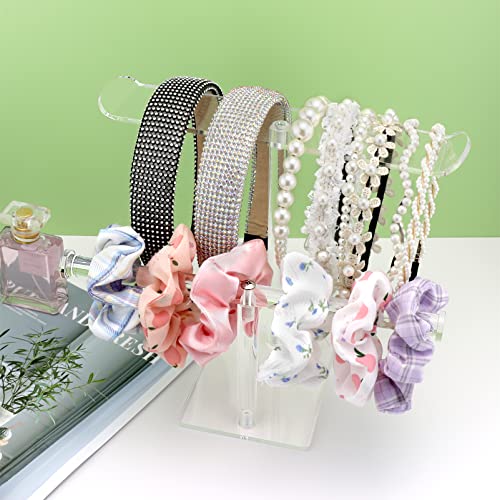 Acrylic Headband Holder, 2-Tier Hair Accessories Organizer Clear Stand for Girls - style: 2 Tier