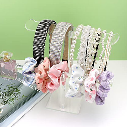 Acrylic Headband Holder, 2-Tier Hair Accessories Organizer Clear Stand for Girls - style: 2 Tier