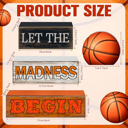 Yuntau 4 Pcs Basketball Table Decorations 2026 Sport Tiered Tray Decor Ball Wooden Sign Blocks Basketball Room Decor Farmhouse Centerpieces for Home Shelf Locker Bedroom Senior Night Party Gifts - style: Basketball