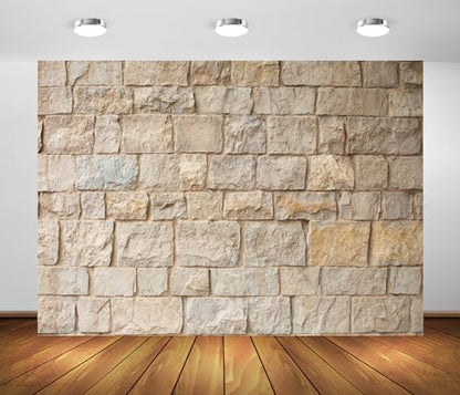 Fabric Brick Stone Wall Backdrop - 9x6ft Old Outdoor Rock Stone Wall Textures Background for Medieval Castle Party Decorations, Baby Shower, Kids & Adults Portarit Photo Props - size: 9x6FT