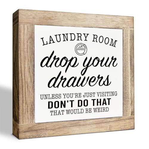 Laundry Room Sign for Laundry Room Decor, Funny Home Decor, Washing Rooms Decoration Wooden Box Signs, Farmhouse Shelf Table Decoration, Freestanding Wooden Plaque Sign - color: Color15