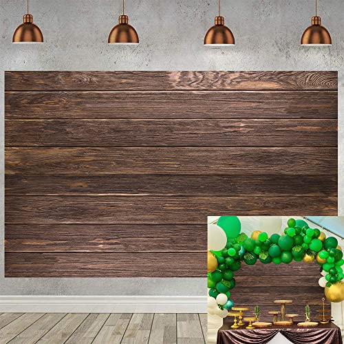 Wood Vinyl Backdrop Wooden Board Wall Portrait Photography Background Baby Shower Birthday Wedding Party Vintage Brown Wood Seamless Backdrop Photo Props 7x5FT - size: 7x5 FT