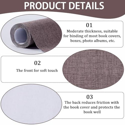 CRASPIRE 51 x 11.8 Book Cloth Books Binding Coffee Color Linen Fabric Surface Paper Backed Bookcover Densely Woven Cloth Books Album Scrapbooking Archival Covering Protector Bookbinding Supplies - color: Coffee