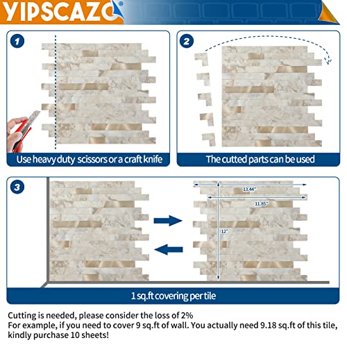 Yipscazo 2026 New Upgrade Peel and Stick Backsplash, Stick on Backsplash Tiles for Kitchen, Bathroom, Fireplace (10 Sheets, Beige Rocks) - color: Beige Rocks