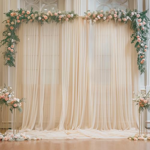 10x10 Champagne Tulle Backdrop Curtains for Parties, Sheer Backdrop Curtain Wedding Photo Background Drapes for Baby Shower Photography Birthday Party - color: Champagne, size: 10x10ft