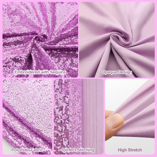 Lavender Backdrop Arch Glitter 2-Sided 4FT 5FT 6FT Sequin Fabric Surface Stretchy Shiny Spandex Arch Stand Cover for Wedding Birthday Party Decorations