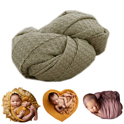 Newborn Photography Props Blanket Wrap Soft Knitted Stretch Baby Boys Girls Photoshoot Prop Cloth (Khaki) - color: Khaki