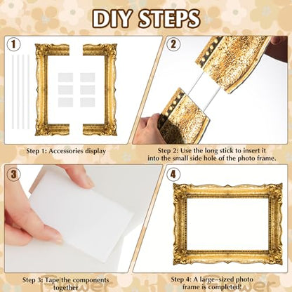 Beeveer Upgraded 32 x 24 Inch Large Photo Booth Props Picture Frame Vintage Photo Frame Friends Selfie Props for Wedding Mexico Birthday Bachelorette Party Supplies(Gold Style) - style: Gold Style